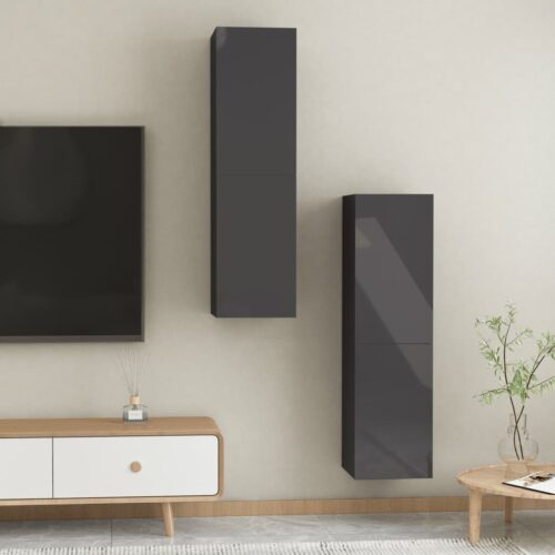 TV Cabinets 2pcs High Gloss Grey 30.5x30x110cm Engineered Wood - Image 10
