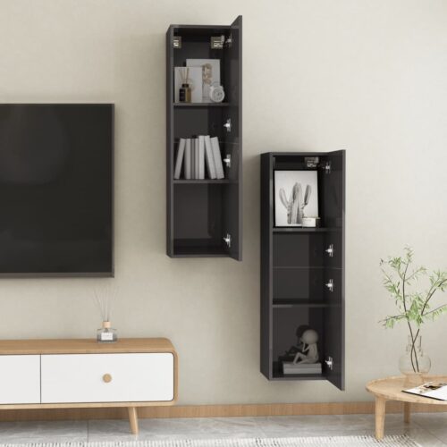TV Cabinets 2pcs High Gloss Grey 30.5x30x110cm Engineered Wood - Image 11