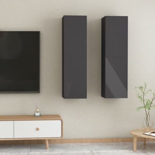TV Cabinets 2pcs High Gloss Grey 30.5x30x110cm Engineered Wood - Image 12