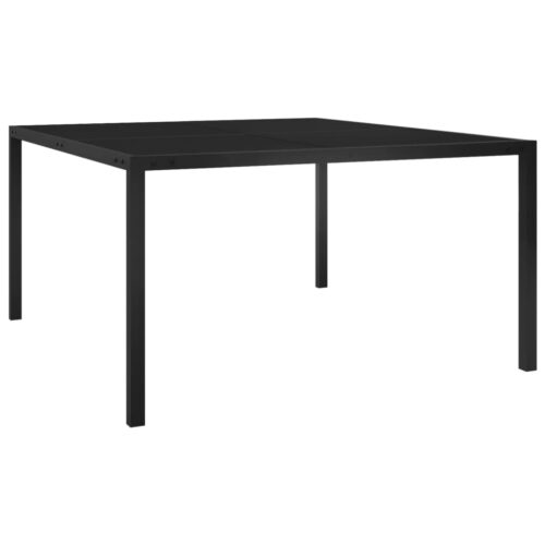 Garden Table 130x130x72cm Black Steel Glass - Image 7