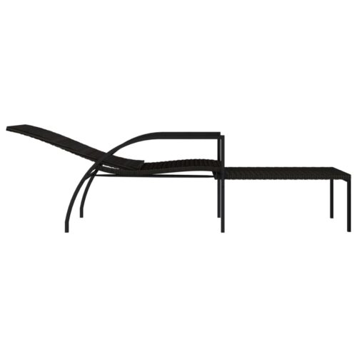 Outdoor Footrest Sun Lounger Garden Patio Beach Pool Lounge Chair PE Rattan Cream - Image 6