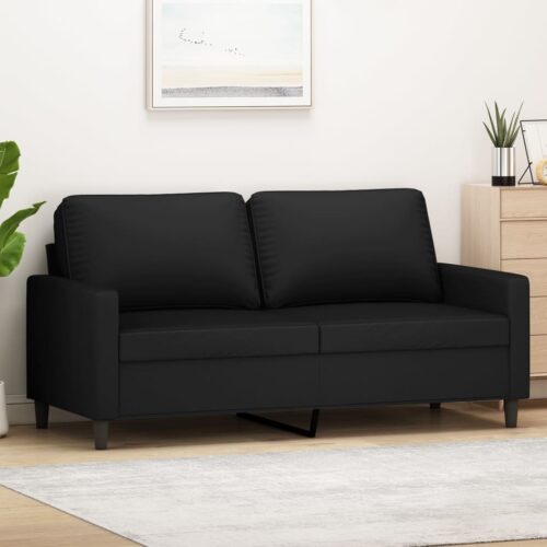 2-Seater Sofa Living Room Lounge Couch Futon Chair Velvet Fabric Black 140cm - Image 9
