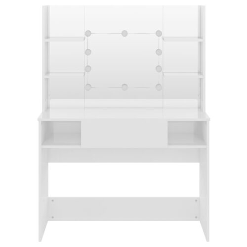 Dressing Table with LED Lights Hollywood Mirror Makeup Vanity Dresser Gloss White 100x40x135cm - Image 3