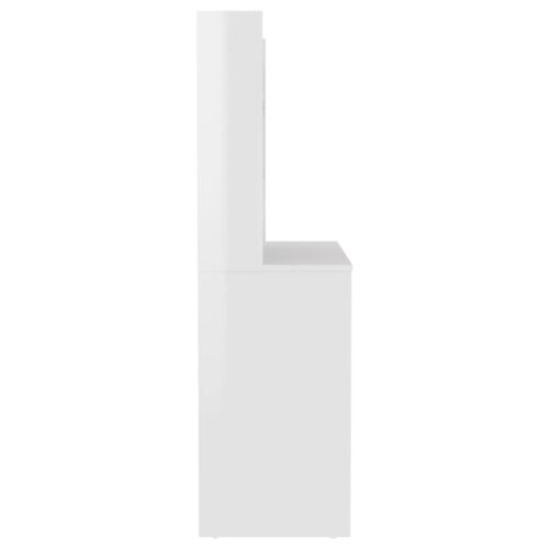 Dressing Table with LED Lights Hollywood Mirror Makeup Vanity Dresser Gloss White 100x40x135cm - Image 4