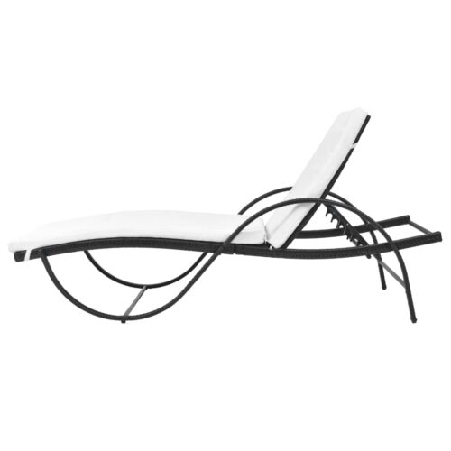 Sun Lounger with Cushion Poly Rattan Black - Image 5