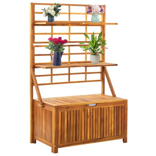 Storage Box with Trellis 99x55x160cm Solid Acacia Wood - Image 10