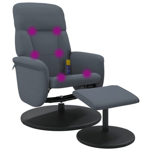 Massage Recliner Chair with Footstool Dark Grey Velvet - Image 2
