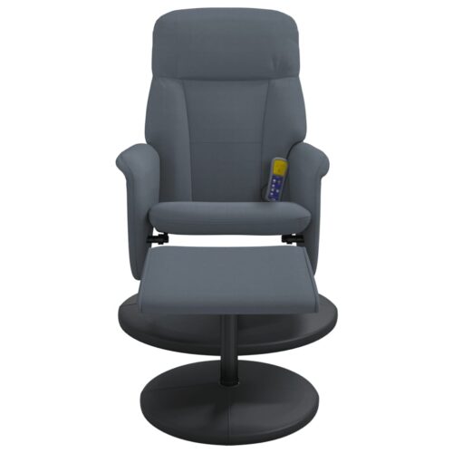 Massage Recliner Chair with Footstool Dark Grey Velvet - Image 4