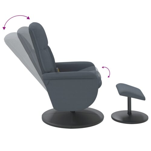 Massage Recliner Chair with Footstool Dark Grey Velvet - Image 7