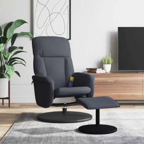 Massage Recliner Chair with Footstool Dark Grey Velvet - Image 12