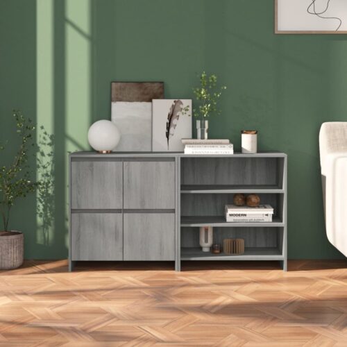 2-Piece Sideboard Grey Sonoma Engineered Wood - Image 9