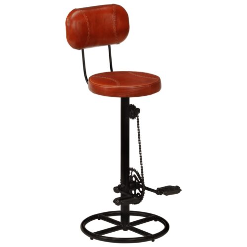 Bar Stools 2pcs Black Brown Real Goat Leather - Image 2