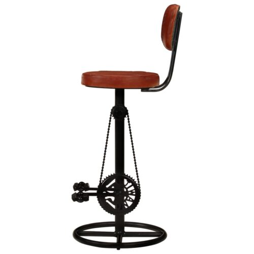 Bar Stools 2pcs Black Brown Real Goat Leather - Image 4