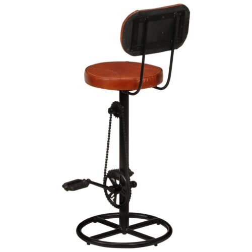 Bar Stools 2pcs Black Brown Real Goat Leather - Image 5