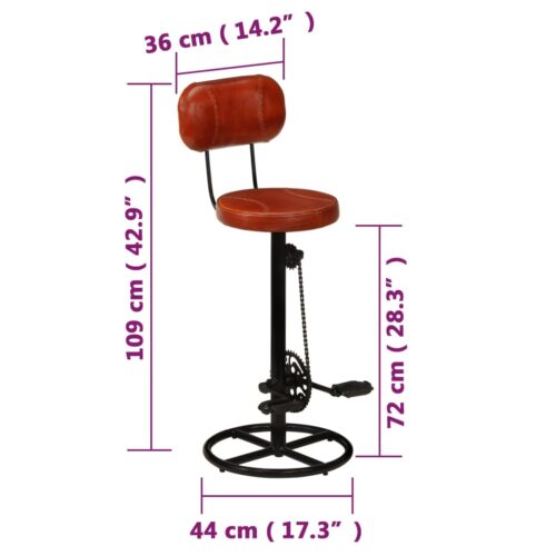 Bar Stools 2pcs Black Brown Real Goat Leather - Image 10