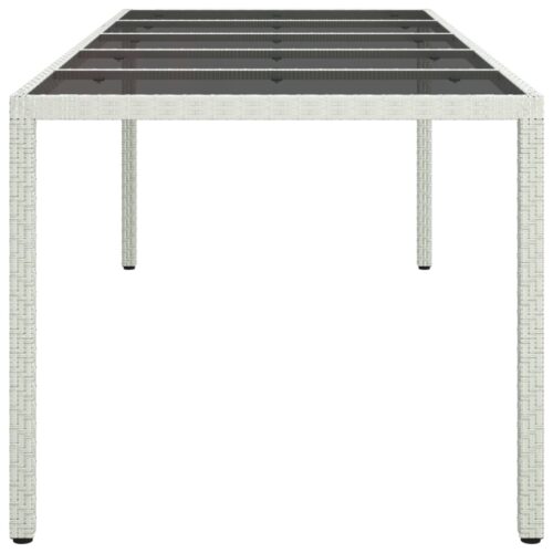 Garden Table White 250x100x75cm Poly Rattan Tempered Glass - Image 4