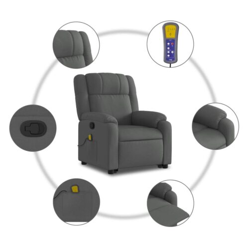 Stand up Massage Recliner Chair Dark Grey Fabric - Image 7