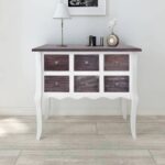Console Cabinet 6 Drawers Brown White Wood