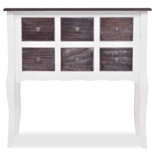 Console Cabinet 6 Drawers Brown White Wood - Image 3
