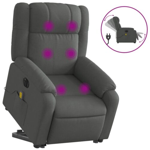 Electric Stand up Massage Recliner Chair Dark Grey Fabric - Image 2