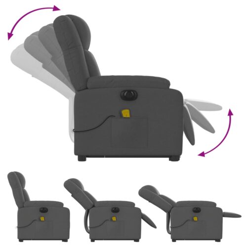 Electric Stand up Massage Recliner Chair Dark Grey Fabric - Image 6