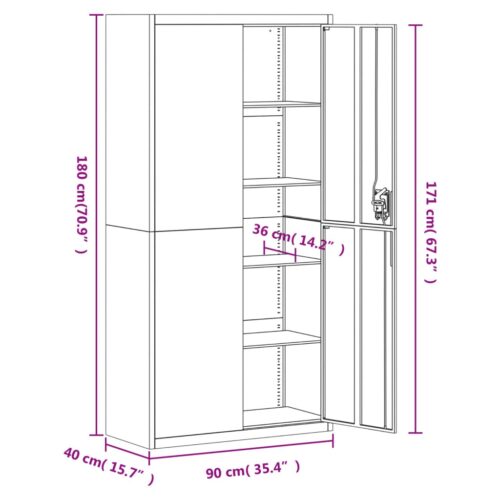 File Cabinet Anthracite 90x40x180cm Steel - Image 10