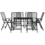 7-Piece Garden Dining Set Anthracite Metal Mesh Outdoor Patio Lounge Furniture