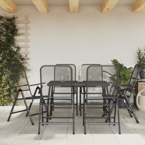 7-Piece Garden Dining Set Anthracite Metal Mesh Outdoor Patio Lounge Furniture - Image 11