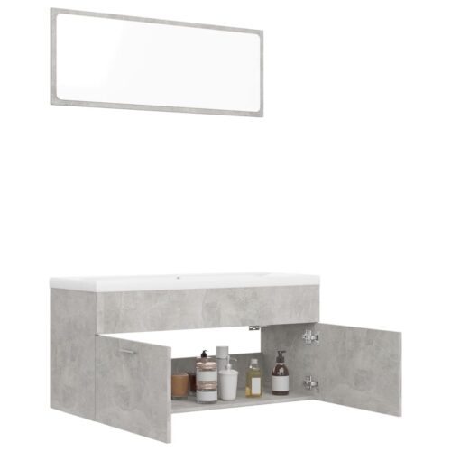 Bathroom Furniture Set Concrete Grey Engineered Wood - Image 4