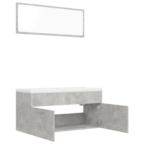 Bathroom Furniture Set Concrete Grey Engineered Wood - Image 5