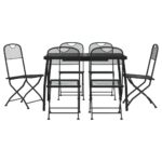 7-Piece Garden Dining Set Anthracite Metal Mesh Outdoor Patio Lounge Furniture