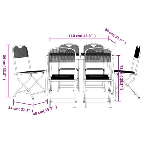 7-Piece Garden Dining Set Anthracite Metal Mesh Outdoor Patio Lounge Furniture - Image 9