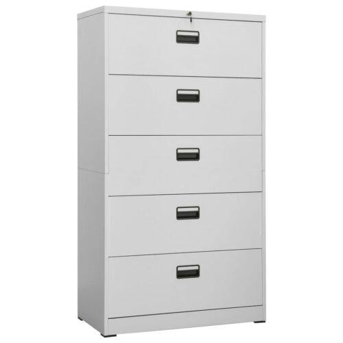 Filing Cabinet Light Grey 90x46x164cm Steel