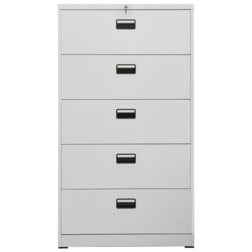 Filing Cabinet Light Grey 90x46x164cm Steel - Image 2