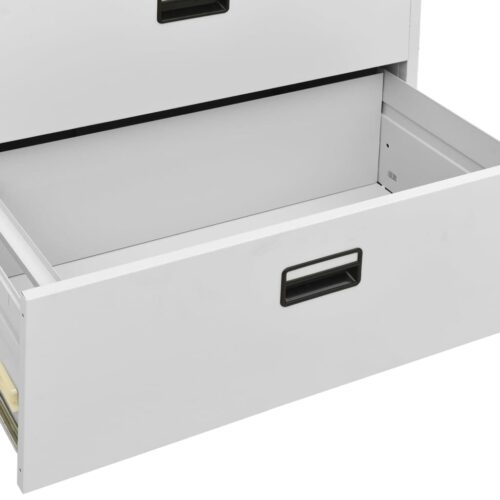 Filing Cabinet Light Grey 90x46x164cm Steel - Image 8