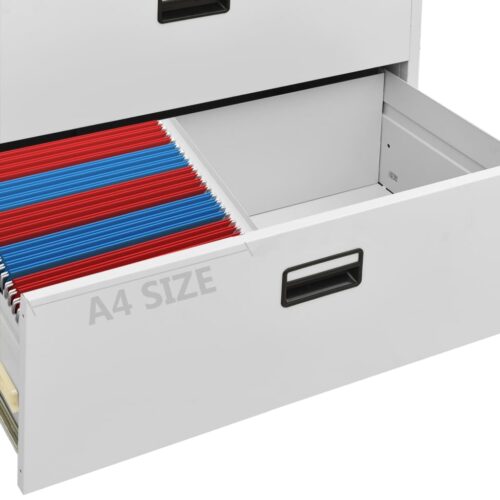 Filing Cabinet Light Grey 90x46x164cm Steel - Image 9