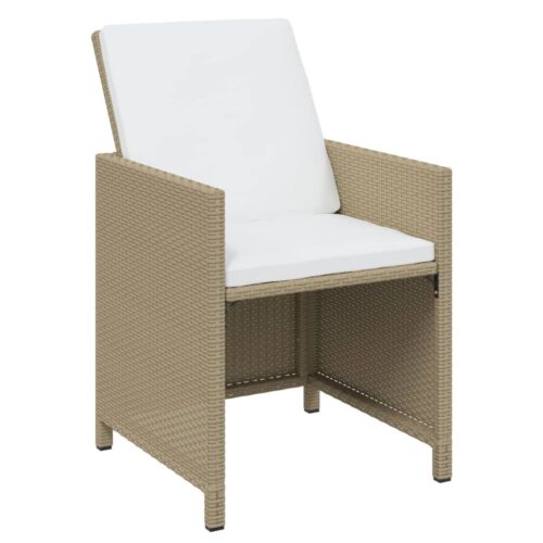 11-Piece Garden Dining Set with Cushions Poly Rattan Wicker Outdoor Patio Furniture Beige - Image 5