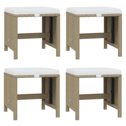 11-Piece Garden Dining Set with Cushions Poly Rattan Wicker Outdoor Patio Furniture Beige - Image 7