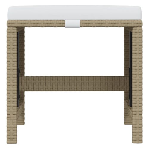 11-Piece Garden Dining Set with Cushions Poly Rattan Wicker Outdoor Patio Furniture Beige - Image 9