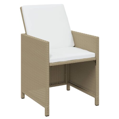 11-Piece Garden Dining Set with Cushions Poly Rattan Wicker Outdoor Patio Furniture Beige - Image 5