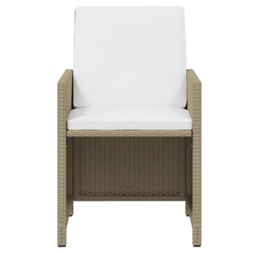 11-Piece Garden Dining Set with Cushions Poly Rattan Wicker Outdoor Patio Furniture Beige - Image 6