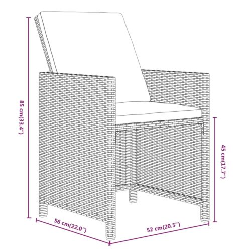 11-Piece Garden Dining Set with Cushions Poly Rattan Wicker Outdoor Patio Furniture Beige - Image 9
