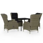 5-Piece Garden Dining Set Brown