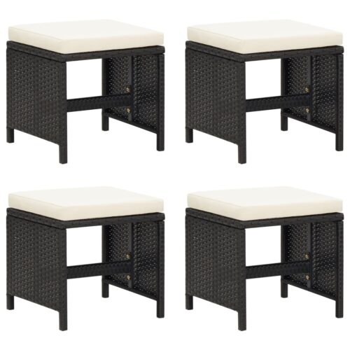19-Piece Garden Dining Set with Cushions Black Poly Rattan Wicker Outdoor Patio Furniture - Image 7