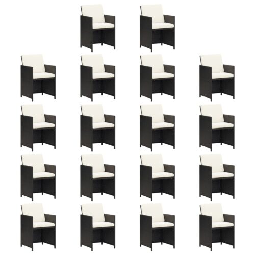 19-Piece Garden Dining Set with Cushions Black Poly Rattan Wicker Outdoor Patio Furniture - Image 4