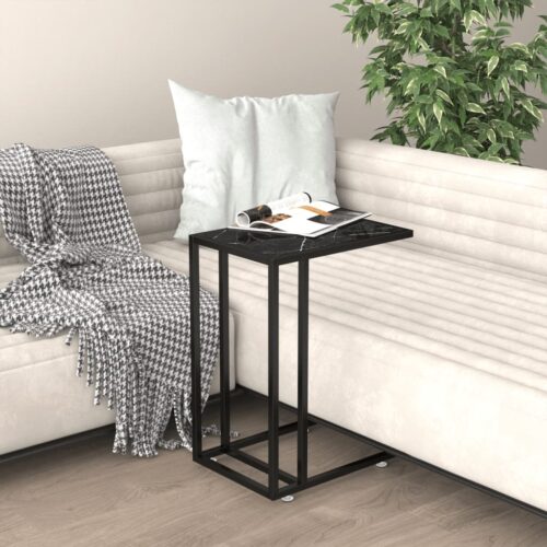 Tempered Glass Marble Side Coffee Table Sofa Lounge Storage Laptop Bedside Desk