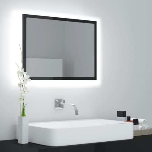 LED Bathroom Mirror High Gloss Black 60x8.5x37cm Acrylic - Image 12