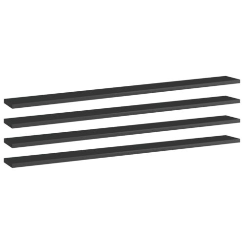 Bookshelf Boards 4pcs High Gloss Black 100x10x1.5cm Engineered Wood