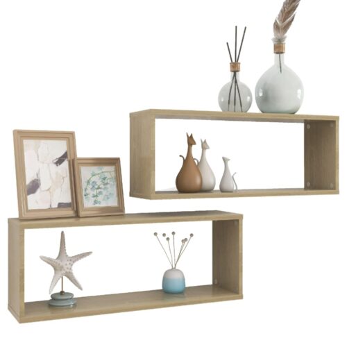 Wall Cube Shelves 2pcs Sonoma Oak 60x15x23cm Engineered Wood - Image 9