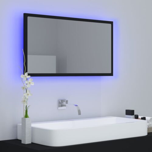 LED Bathroom Mirror Black 80x8.5x37cm Acrylic - Image 3